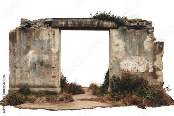 Fototapeta Berlin Wall section on a transparent background, high-resolution PNG	