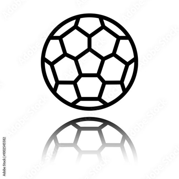 Fototapeta Football simple icon vector. Flat design. Black icon with mirror reflection. White background