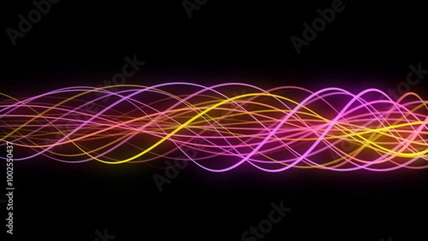 Obraz Flow of particles. Big data visualization. Digital technology wave. Futuristic cyberspace. Abstract cyber security background. 3D rendering.