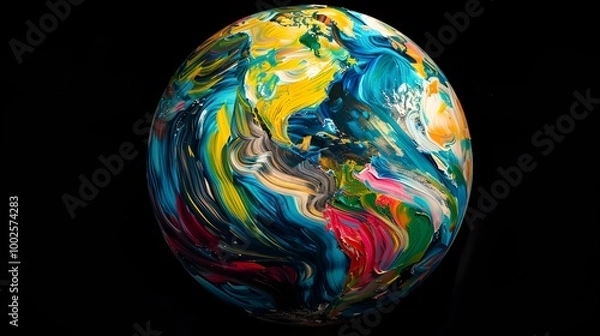 Fototapeta Vibrant Brushstrokes and Flowing Gradients Depict the Captivating Earth as a Work of Art