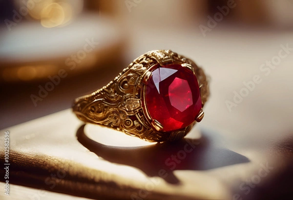 Obraz golden ring with diamonds