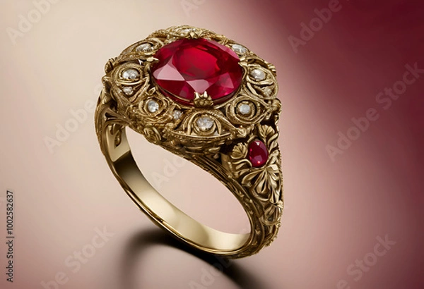 Obraz golden ring with diamonds