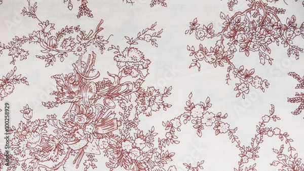 Fototapeta Floral Pattern on Fabric Background Texture Vintage Style for Furniture Material