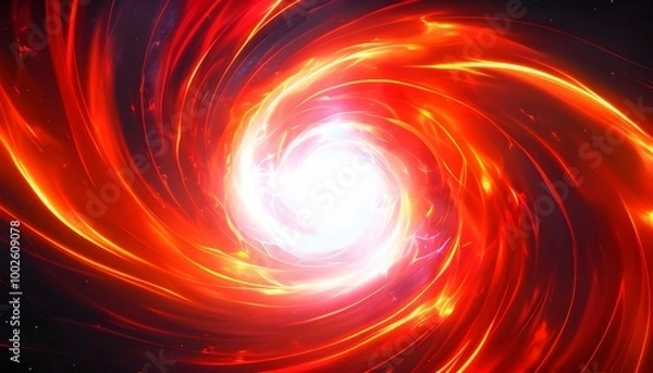 Fototapeta Abstract fiery vortex background in red and white, dynamic energy representation, digital art