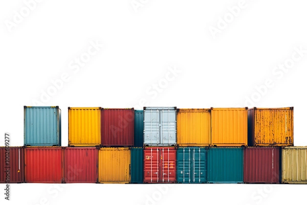Fototapeta Container industrial yard shipping Export Logistic on transparent backgrounds