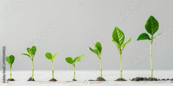 Fototapeta Minimalist Growth: A minimalist design showing business growth on a white canvas