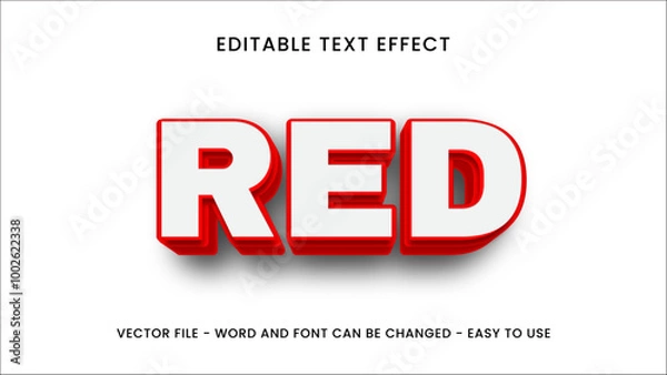 Fototapeta Red white editable text effect  3d editable text style