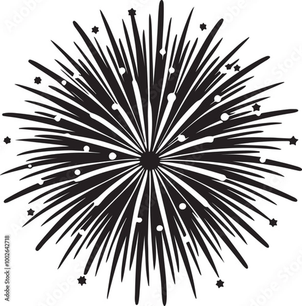 Fototapeta Vector image depicting a display of colorful fireworks lighting up the night sky, emphasizing celebration and joy