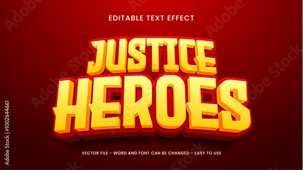Fototapeta Justice heroes editable text effect  3d editable text style