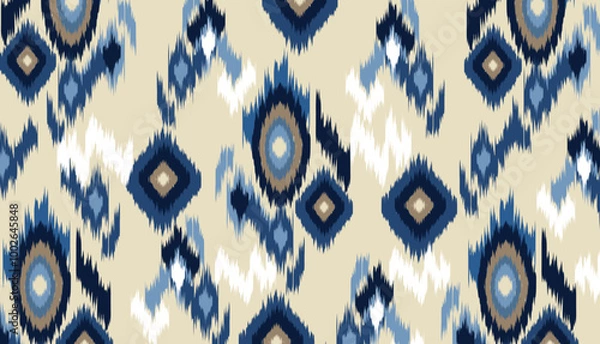 Fototapeta geometric ethnic vintage texture vector art design. textile fashion pattern line ikat seamless pattern and batik fabric texture asian background wallpaper geometry indian. Ethnic abstract ikat art .