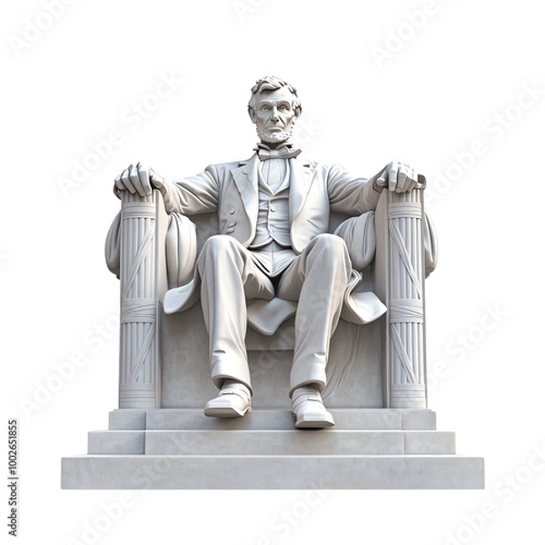 Obraz Abraham Lincoln statue, white isolate background transparent background
