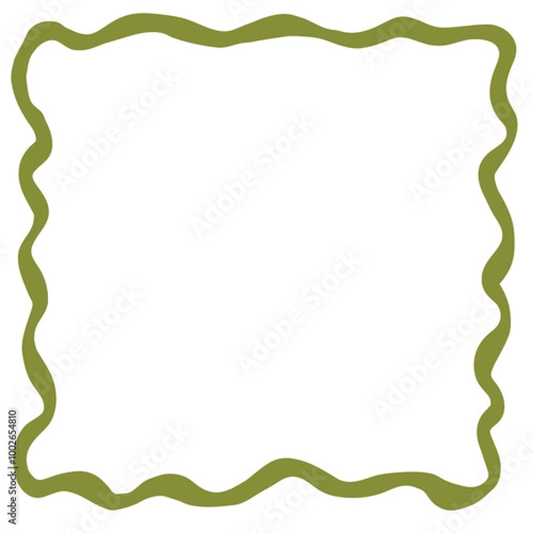 Obraz One line olive green wavy border