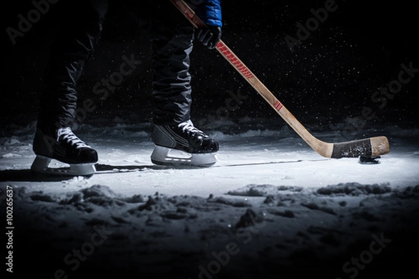 Obraz Hockey player. Legs only view