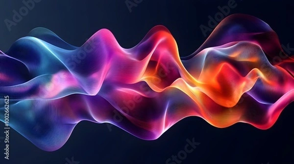 Fototapeta Colorful fluid shapes on a dark background, with glowing edges, flowing and elegant composition