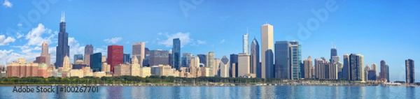Obraz Chicago skyline panorama z jeziorem Michigan, IL, Stany Zjednoczone