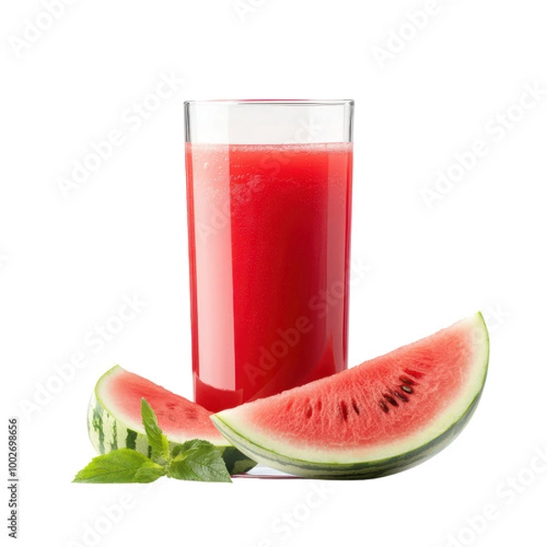 Obraz Refreshing watermelon juice with fresh mint garnish