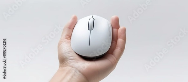 Obraz White Wireless Mouse in Hand