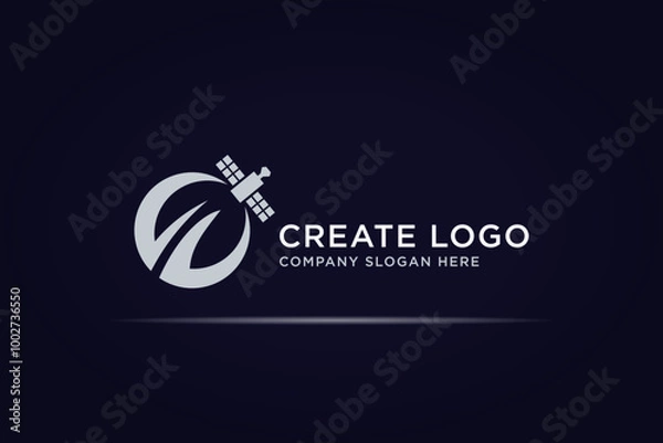 Fototapeta abstract circular arrow satellite world logo design