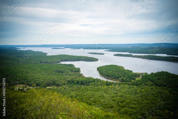 Obraz Fall forest and river scene