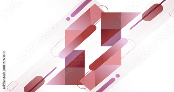Obraz Modern abstract design, blending geometric shapes in various pink tones against a white background