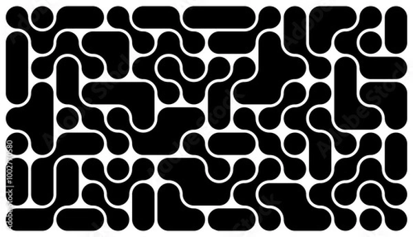 Fototapeta background with black liquid connected circle dots.metaballs pattern on white. abstarct geometric shapes collection Point movement flat icon	