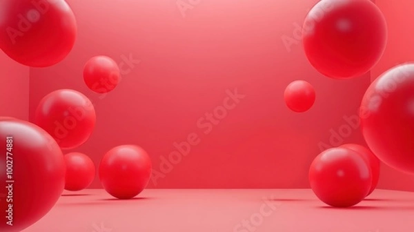 Fototapeta A red background with red balls scattered around it