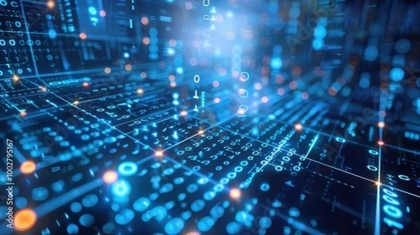 Fototapeta Integration of Internet with Technology and Data Flow