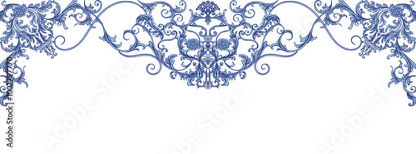Fototapeta Decorative frame in Baroque style, intricate vector design