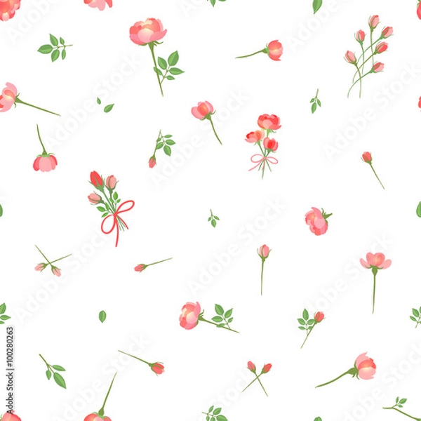 Fototapeta Seamless Floral Pattern with Roses. Vector illustration, eps10.