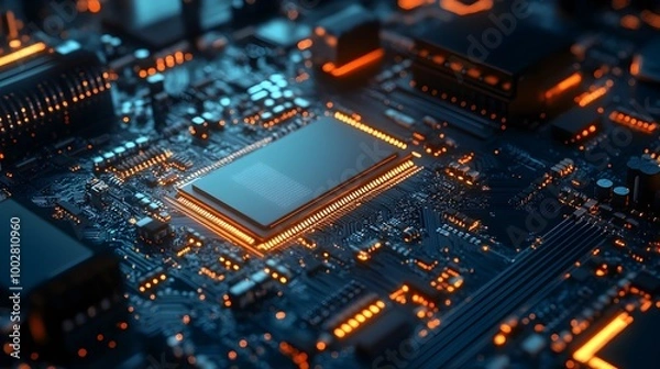 Fototapeta High Tech Electronics Manufacturing Machinery in Advanced Microchip Production Facility