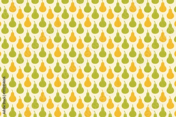 Fototapeta Gourds in green and orange colors pattern vector illustration