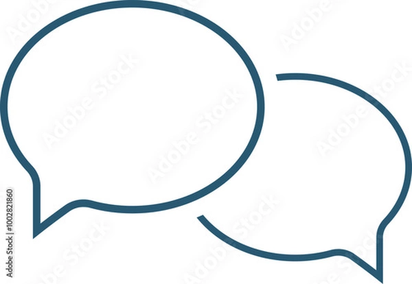 Fototapeta Icon of two overlapping chat bubbles. Outline vector illustration with transparent background.