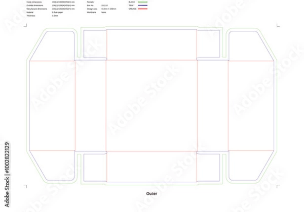 Obraz Custom dimensions double open clamshell boxes flip top dieline 151110