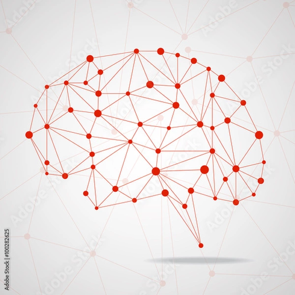 Fototapeta Abstract geometric brain, network connections. Vector illustration. Eps 10