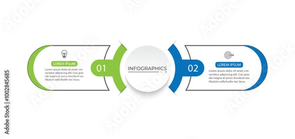 Fototapeta Vector infographic thin line design with marketing icons. Business concept with 2 options, steps or processes.