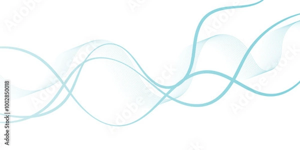 Fototapeta Blue color wave line abstract background design.  Energy waves technology concept design for business, presentation, banner.