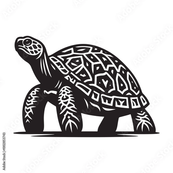 Obraz Turtle Silhouette, Stylish icon, template, background, tattoo. Print for t-shirt. Hand drawn vector illustration, Turtle black vector, isolated.