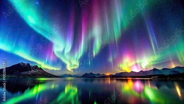 Obraz A mesmerizing aurora borealis illuminating the night sky