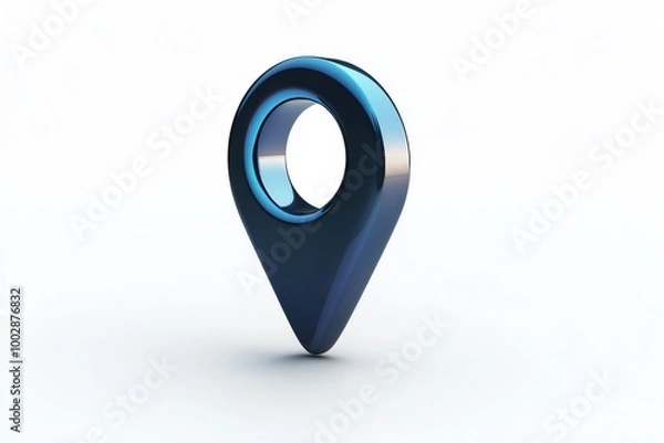 Fototapeta 3D blue location pin symbol, representing navigation, geolocation, and digital mapping technology for finding destinations and pinpointing positions on a map, Generative AI
