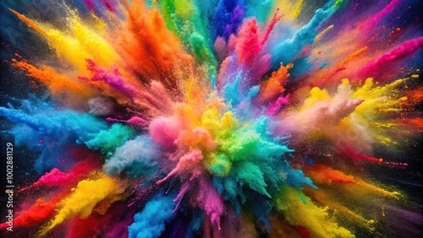 Fototapeta A vibrant aerial abstract background of colorful powder explosion