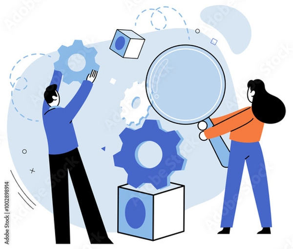 Fototapeta Work together vector illustration. Togetherness and collaboration are essential for collective success The teams target is to accomplish shared goals through collaboration Success