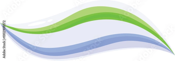 Fototapeta Abstract blue and green wave design element flowing upwards to the right of the frame on a white background