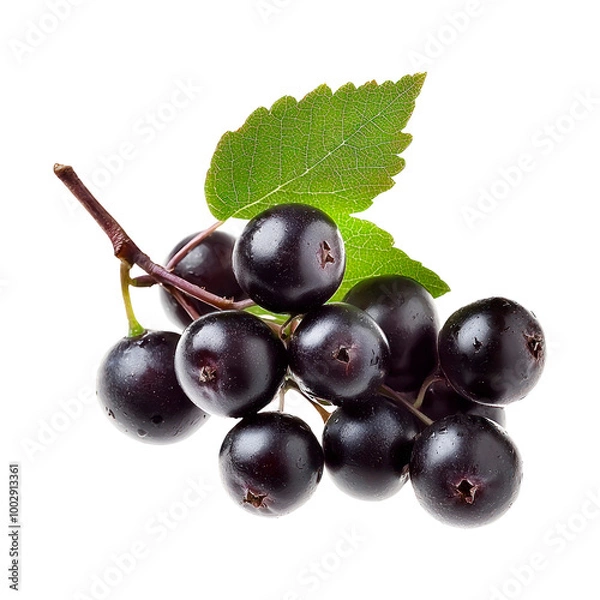 Fototapeta Elderberry with leaves. Isolated on transparent background.