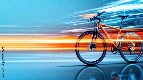 Obraz Dynamic Bicycle Motion with Colorful Light Trails