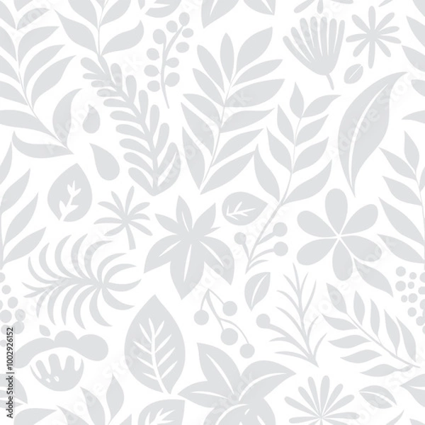 Fototapeta Seamless floral pattern with leaves vector