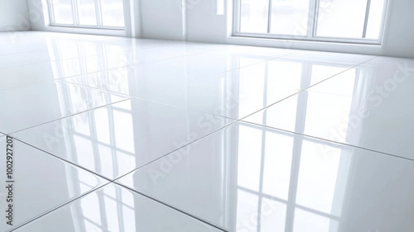 Obraz White tile floor background in perspective view