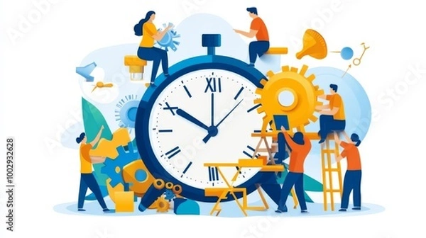 Fototapeta Teamwork and Innovation in Time Management Concept