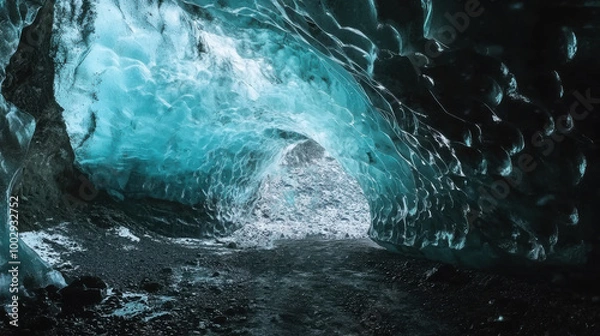 Fototapeta Captivating Glacial Ice Cave in Scenic Arctic Landscape