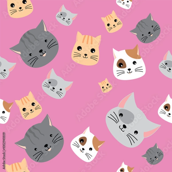 Fototapeta Seamless Pattern Cute Cat.eps