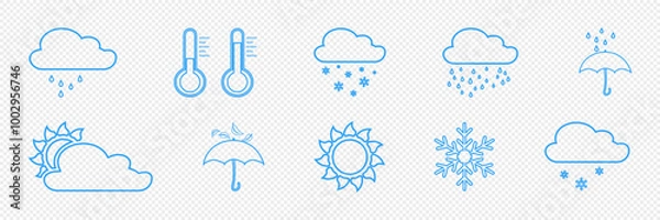 Fototapeta Weather icons, bad weather, sunny weather, Vector on white background.